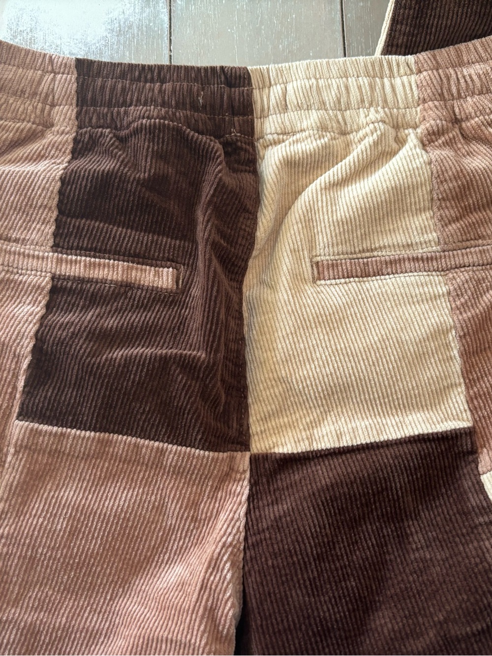 PacSun Men's Patchwork Corduroy Pants in Brown and Tan - Picture 5 of 5